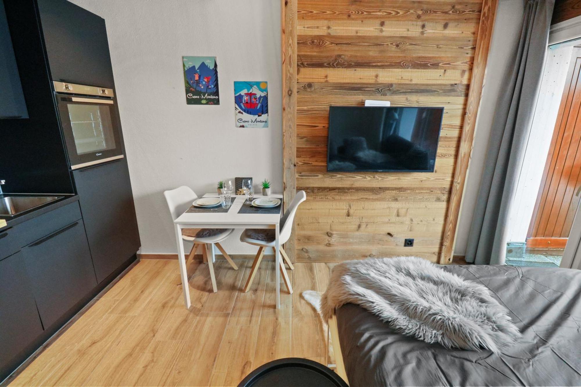 Joli Studio Avec Parking Gratuit Crans-Montana Kültér fotó